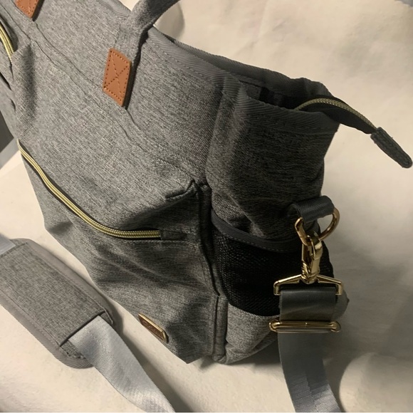 Rabjen Gray Diaper Tote Bag Large Multifunction Travel Baby Bag NWOT - Picture 7 of 11